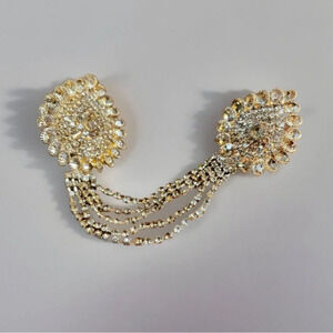 FINAL PRICE Adjustable dual finger rings in Color Gold filled with rhinestones